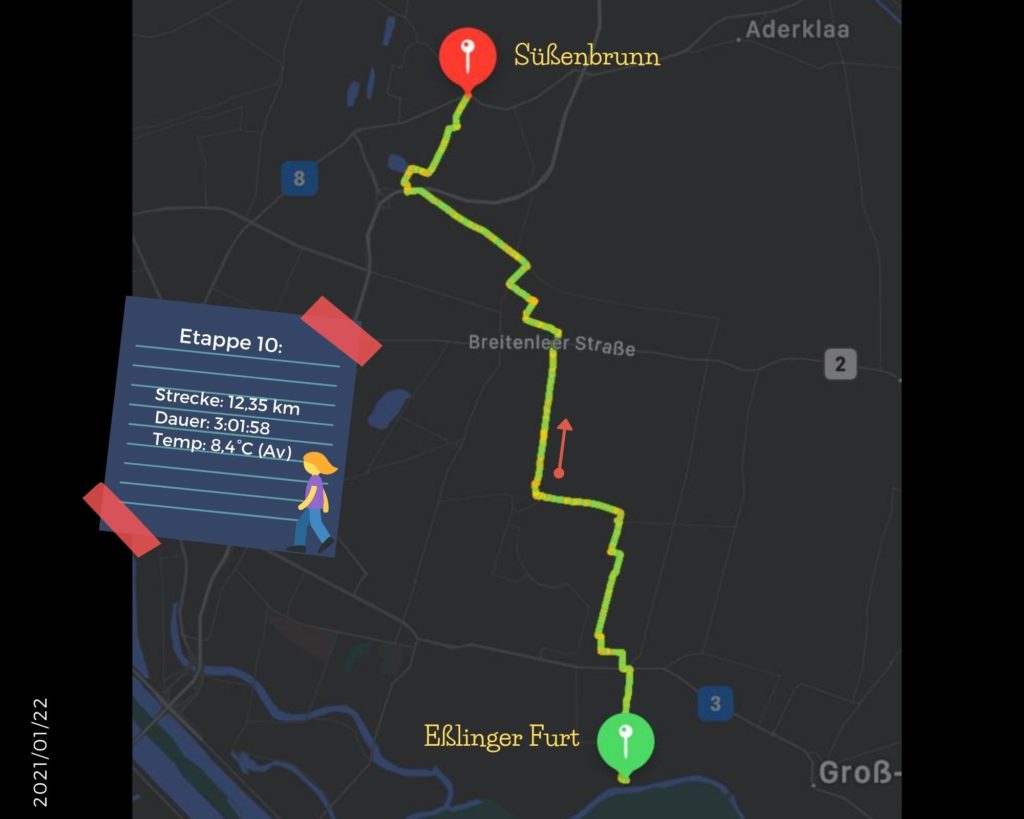 Etappe 10: Eßlinger Furt – Süßenbrunn (22. Jän. 2021)